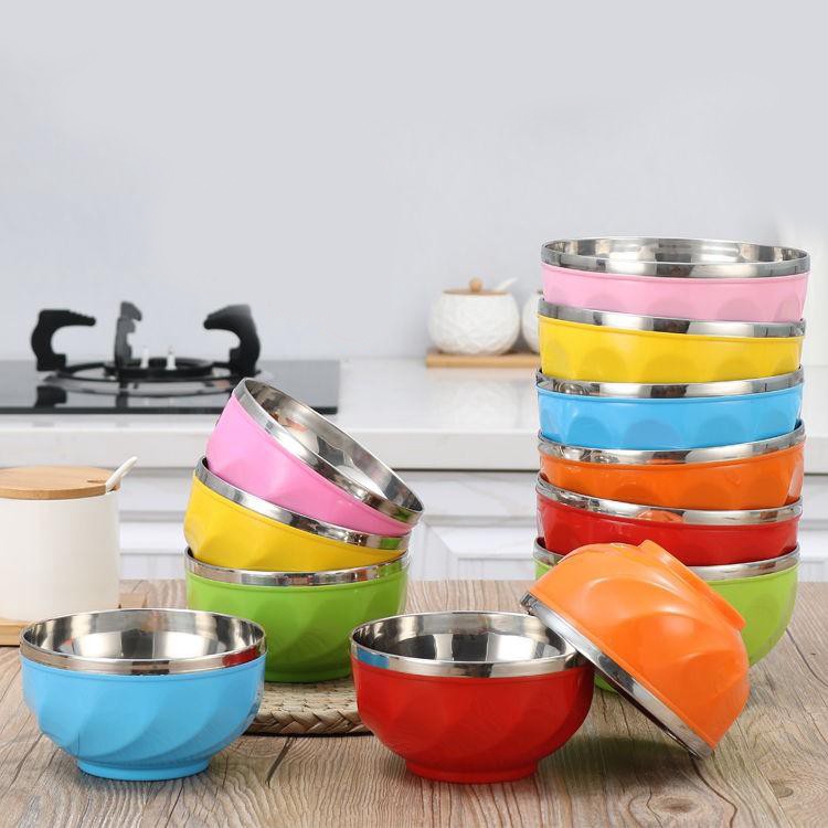 Bộ 2 tô inox cách nhiệt 2 lớp nhiều màu mẫu mới 2020 loại 13cm