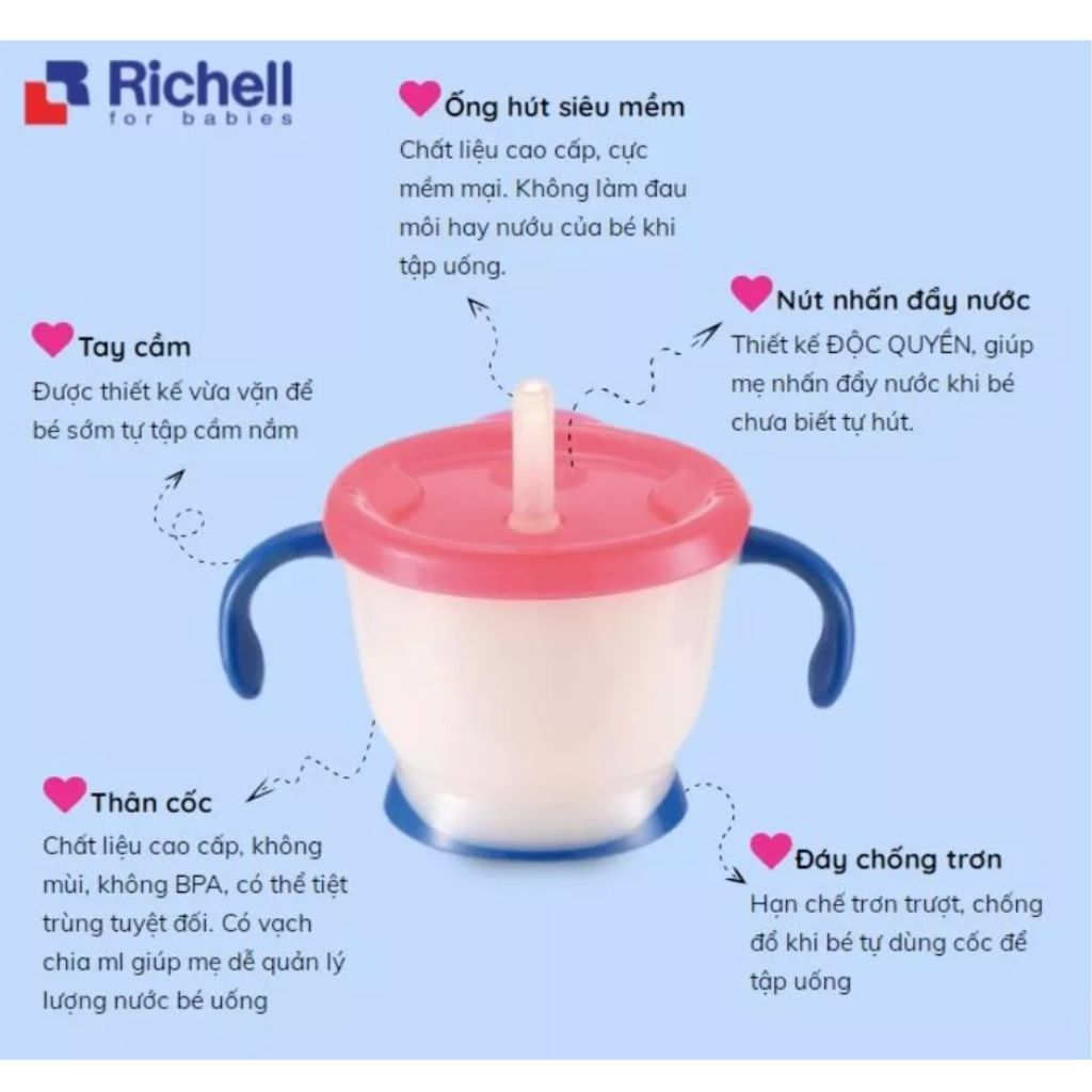 Cốc tập uống 3 giai đoạn Richell Nhật Bản