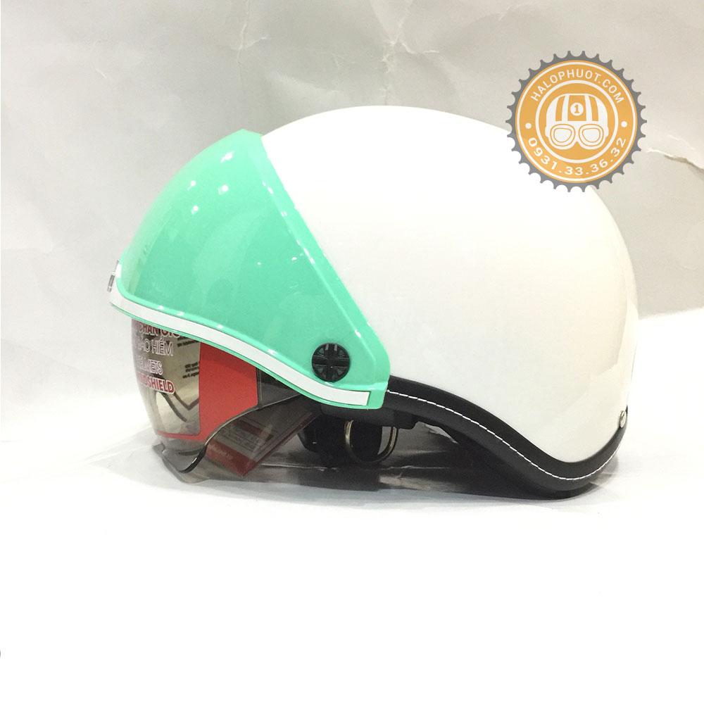 Nón bảo hiểm Andes 139 Kính Âm (Trắng - Xanh ngọc)