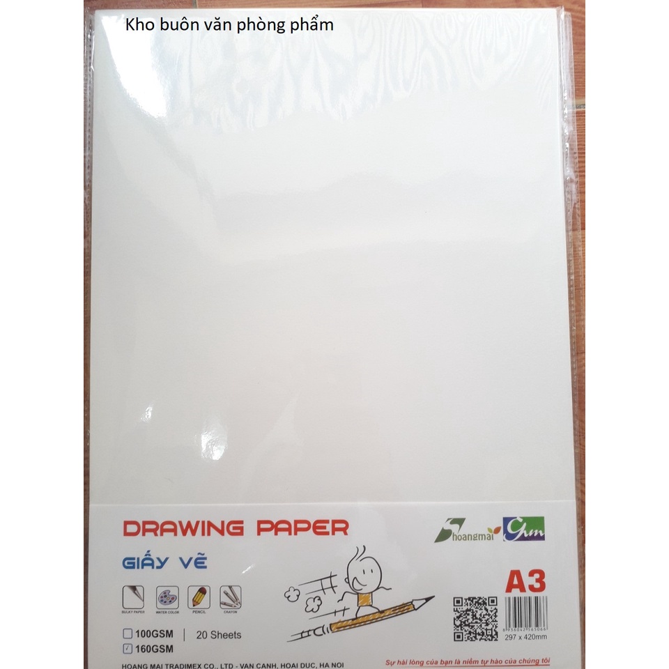 20 tờ giấy vẽ a3 định lượng 100gsm, 160gsm