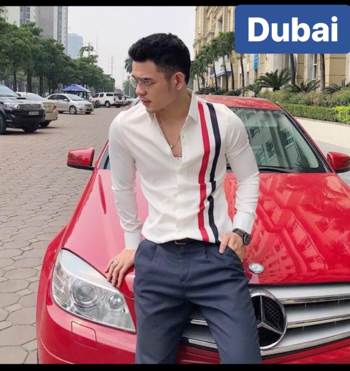 Áo sơ mi nam trắng sọc song song lụa doanh nhân - dubai fashion
