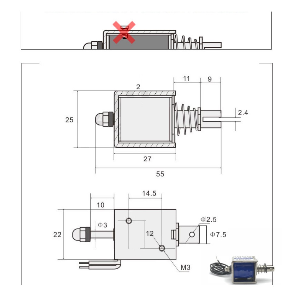 [Cấp nguồn tối đa 10 giây] Chốt điện từ 12V 2A Cực mạnh (Nam châm điện, chốt khóa cửa)