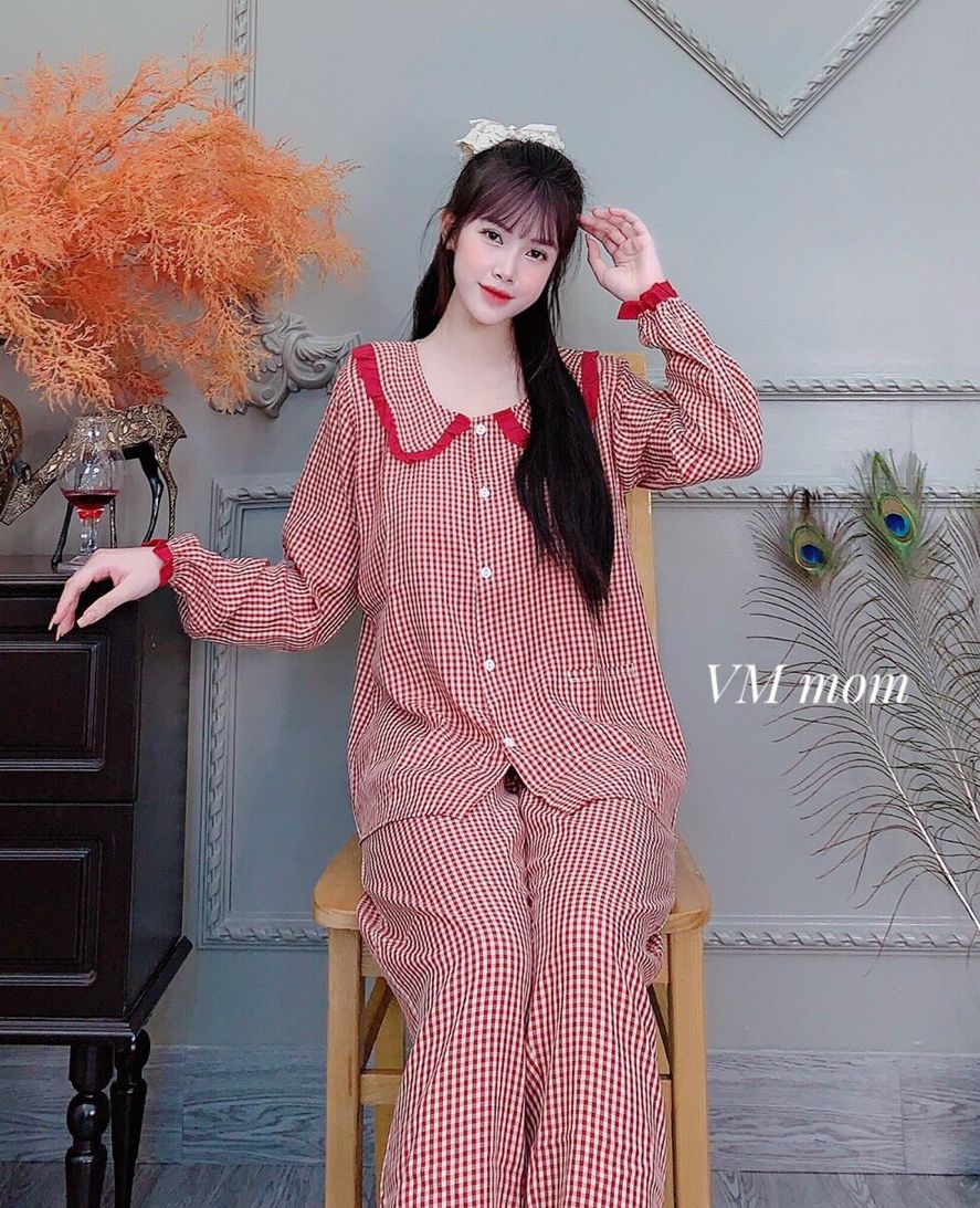 Bộ đồ bầu tiểu thư chất đũi mềm mát cho mẹ bầu