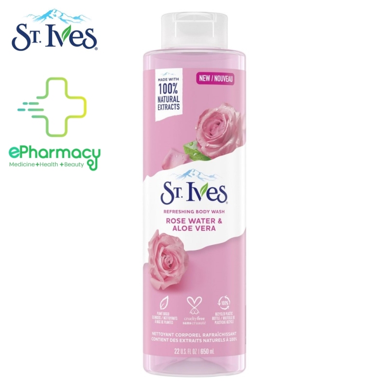Sữa Tắm Dưỡng Da St.Ives Hoa Hồng và Lô Hội - Rose Water and Aloe Vera Body Wash 650ml giá rẻ