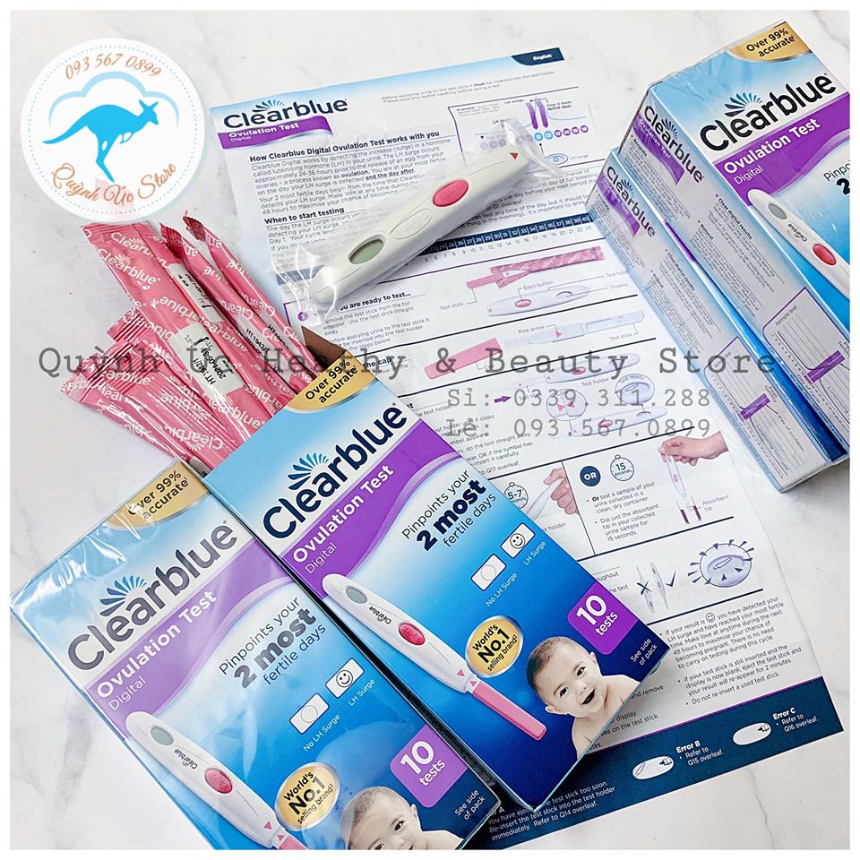 Que thử rụng trứng Clearblue ovulation test 2 most 10 test