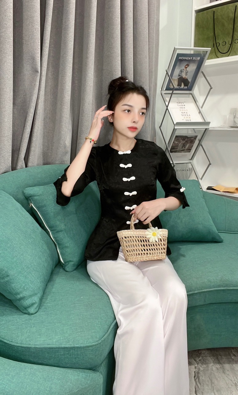 ÁO BÀ BA LỤA GẤM TAY XÒE
