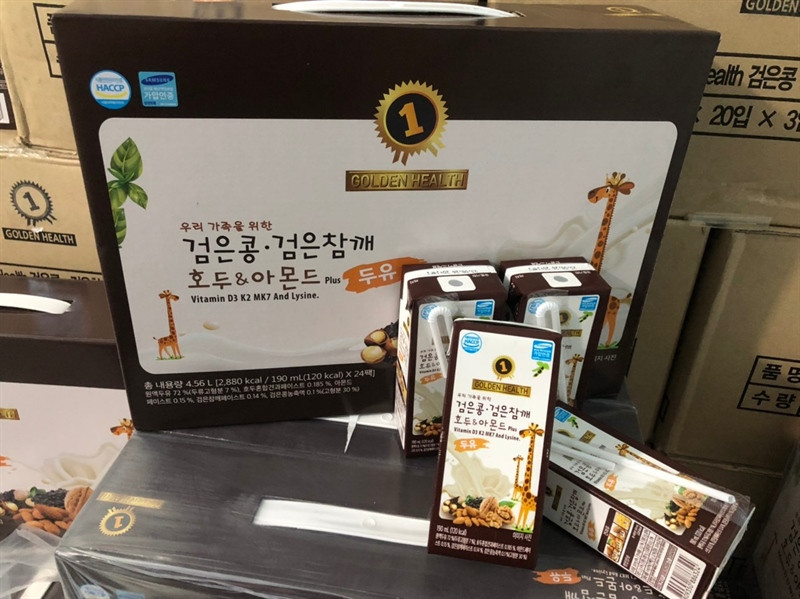 Thùng 24 Hộp Sữa Dinh Dưỡng Tăng Chiều Cao Từ Óc chó Hạnh nhân Đậu đen hiệu Golden Health (thùng 24 hộp x 190ml)