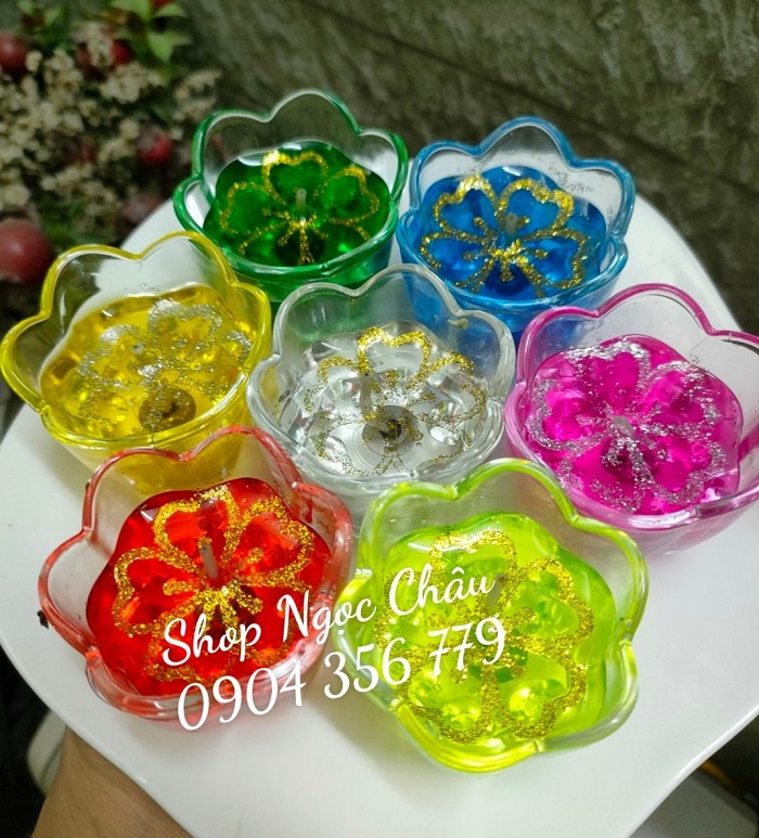 Set 12 ly nến hoa mai thắp hương, đi chùa, xếp mâm cúng, cúng dường, ....