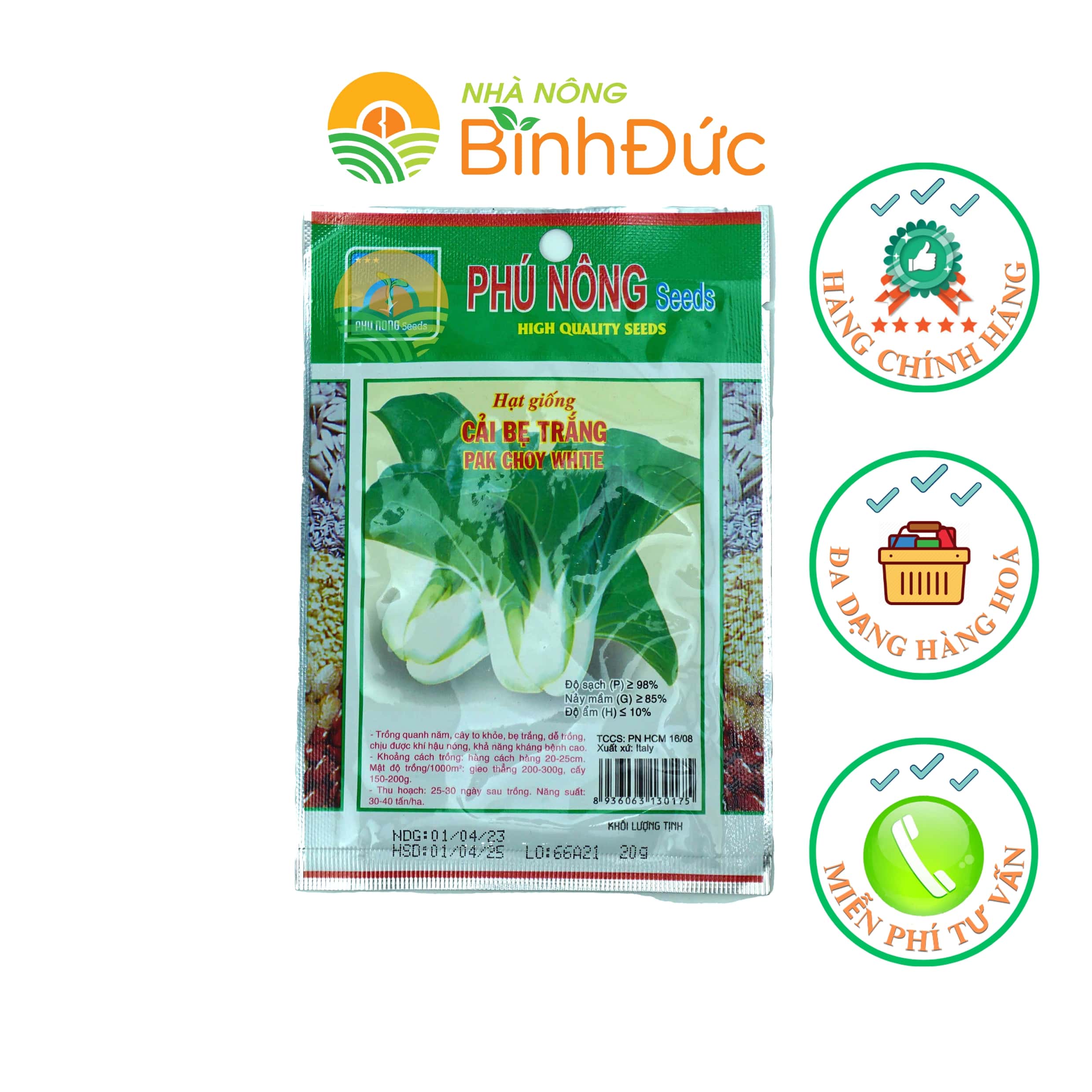 Hạt giống Cải bẹ trắng Phú Nông, to khỏe, bẹ trắng, dễ trồng