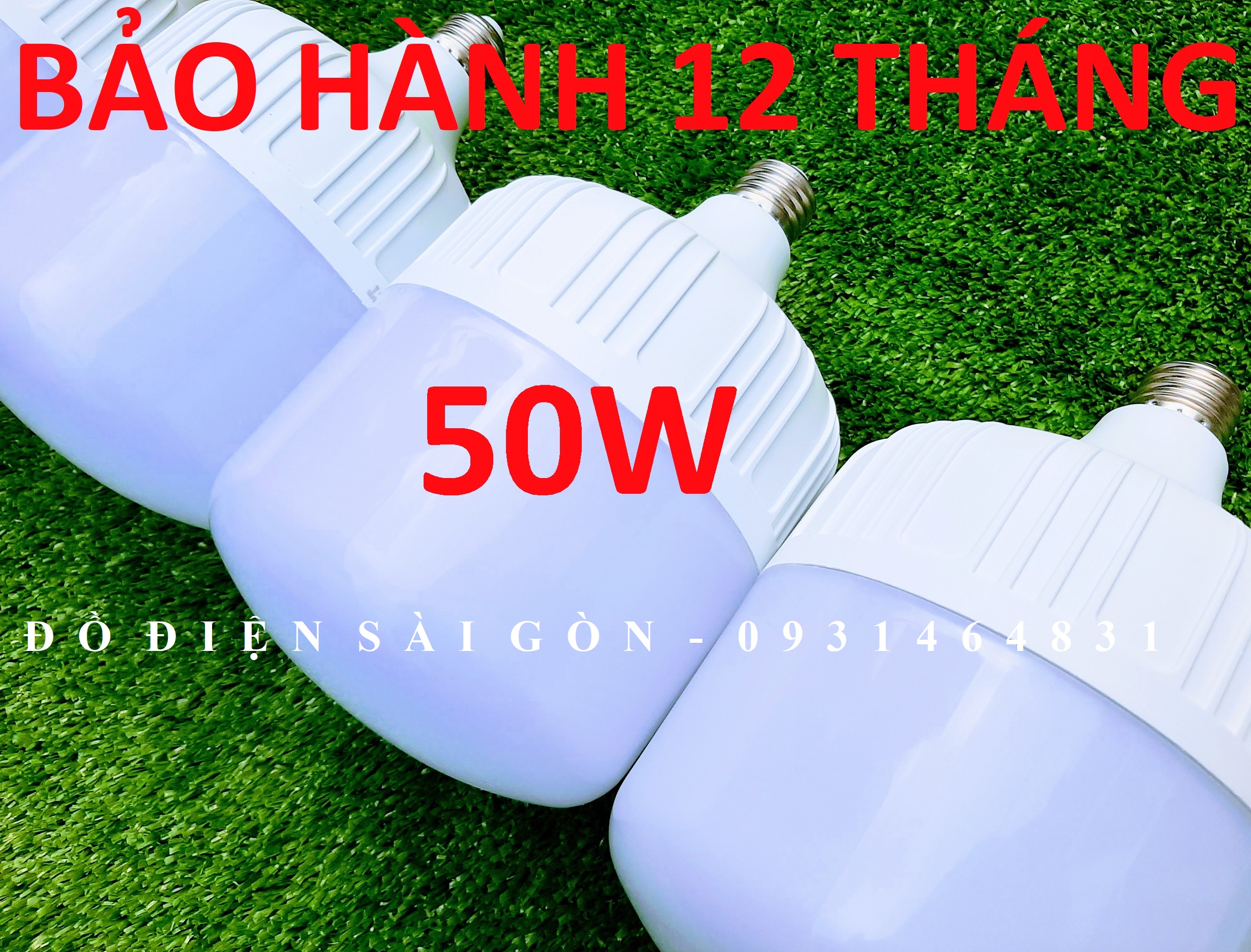 Bộ 3 bóng đèn led trụ buld 50w siêu to ánh sáng trắng tiết kiệm điện