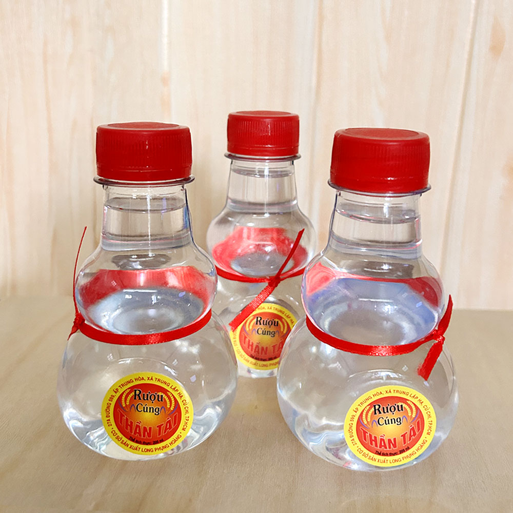 (HÀNG CÚNG KHÔNG UỐNG) Chai rượu cúng 200ml dạng bầu hồ lô