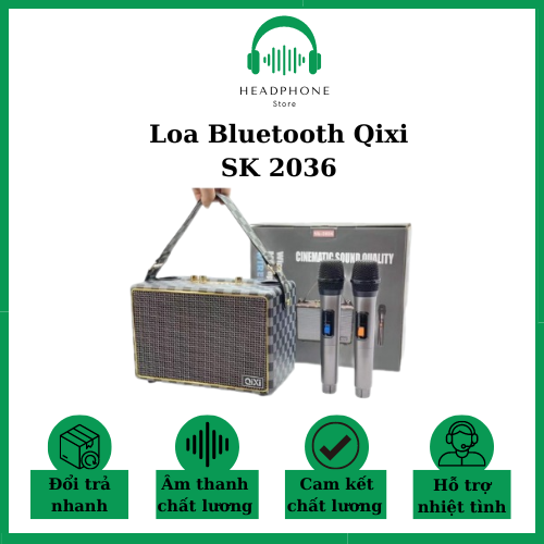 Loa bluetooth qixi sk 2036 2 micro không dây chính hãng loa di động mini chuyên hát karaoke nghe nhạc rất hay, kiểu dáng vintage - âm thanh vòm 360 - bass uy lực