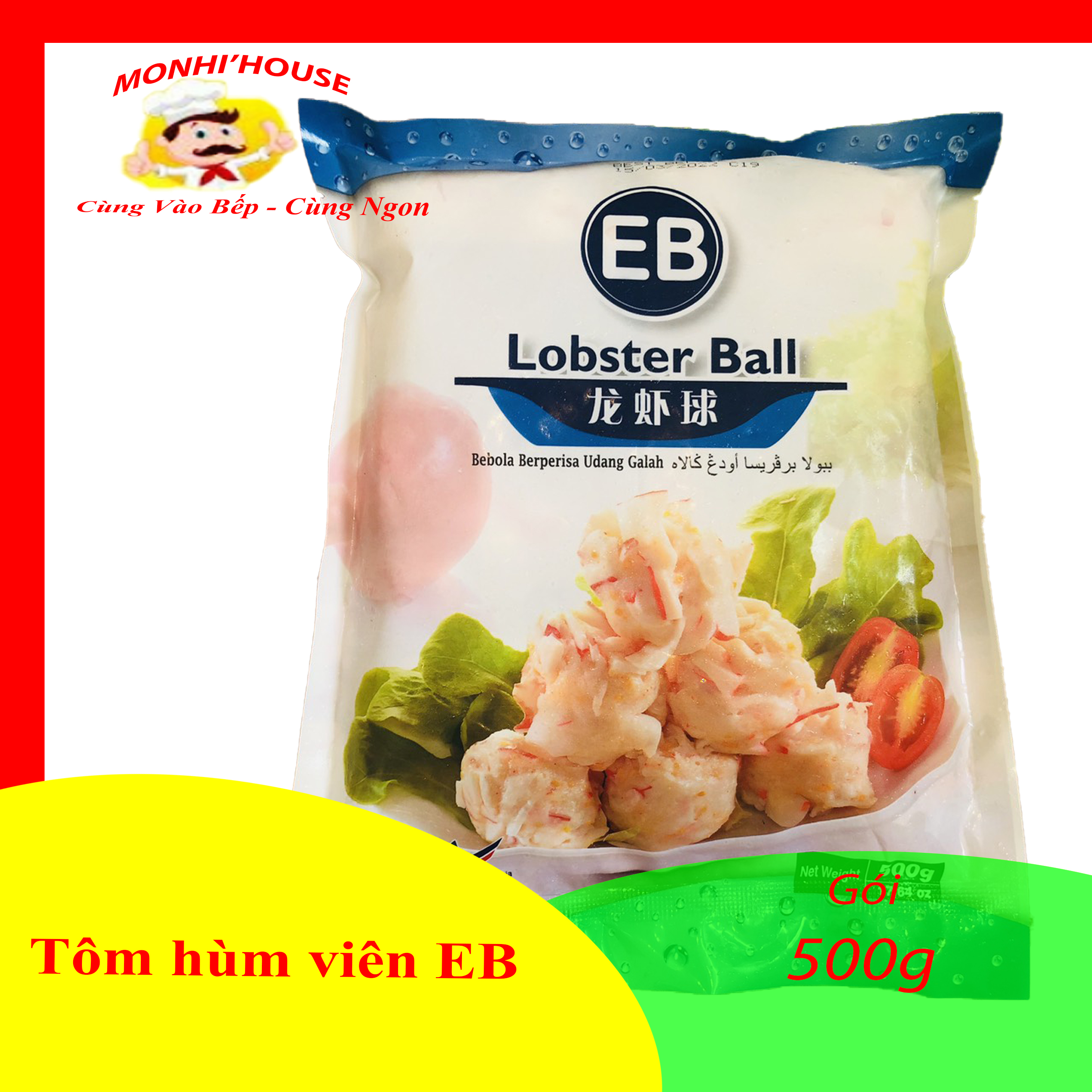 Gói 500g tôm hùm viên thả lẩu eb