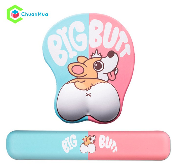 Combo Bộ Lót Chuột Máy Tính & Đệm Kê Bàn Phím Lớn Mouse Pad Gaming vs Slicone Palm Rest  Wrist Rest Cute ( Di Chuột Kê Gõ Chữ Văn Phòng Chống Đau Mỏi Cổ Tay Chơi Game Cao Cấp Dễ Thương Corgi