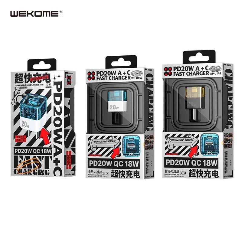 Củ sạc nhanh WEKOME PD20W trong suốt WP-U149 (USB/Type C)