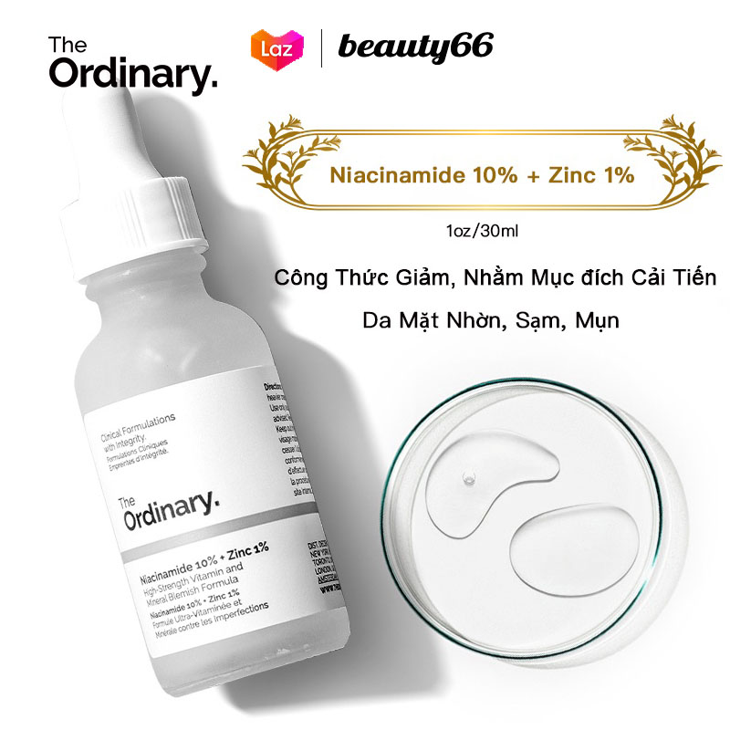 Serum the ordinary niacinamide10% + 1% Kẽm giảm mụn giảm thâm kiềm dầu kem dưỡng ẩm da mặt dưỡng trắng da mặt seru  chính hãng 30ML adfa1sdfa