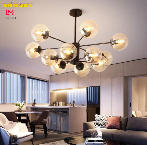 Bảng giá Đèn chùm MONSKY GLEHIS cao cấp 12 bóng trang trí nội thất sang trọng, hiện đại - kèm bóng LED chuyên dụng.