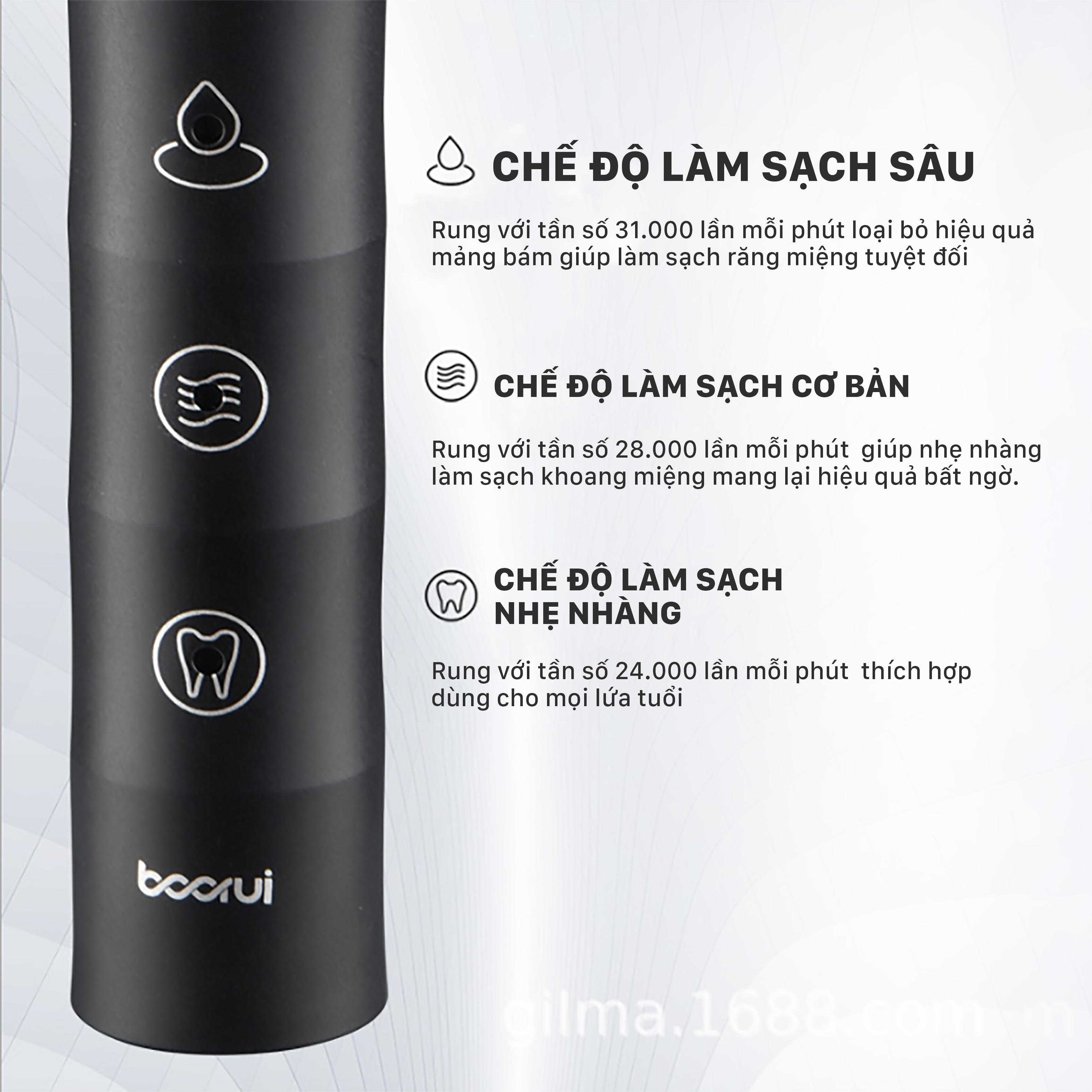 Bàn Chải Điện Sonic Boorui ( Tặng Kèm 3 Đầu Bàn Chải)