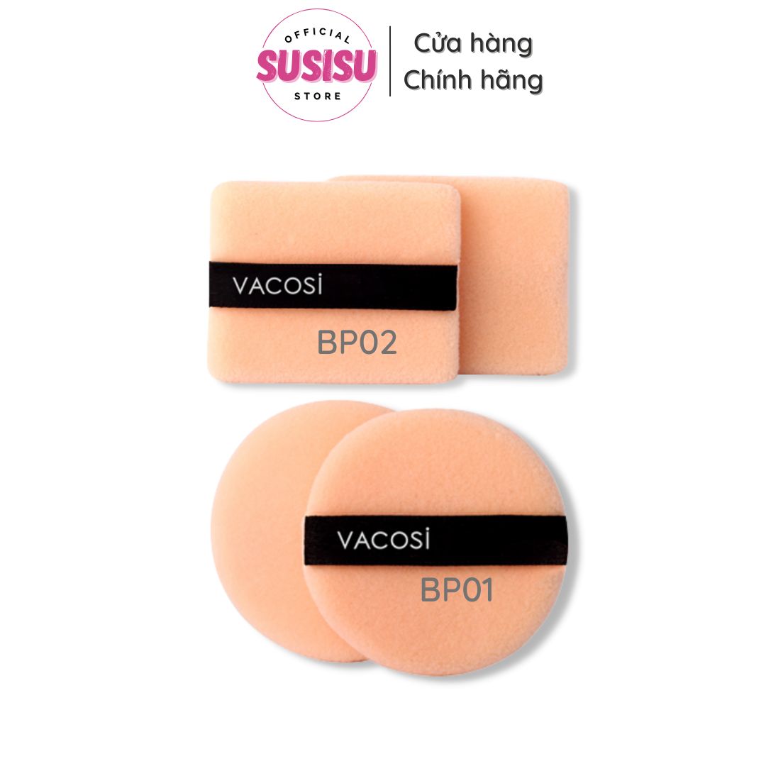 Bông phấn khô VACOSI tròn vuông bịch 2 cái