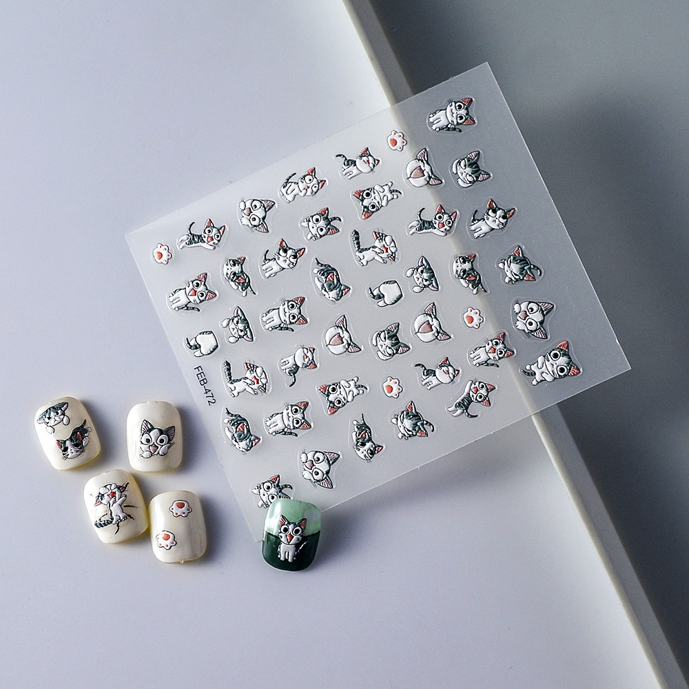Sticker Lụa Nổi 5D | Bé Mèo Chii | Hình Dán Móng Tay