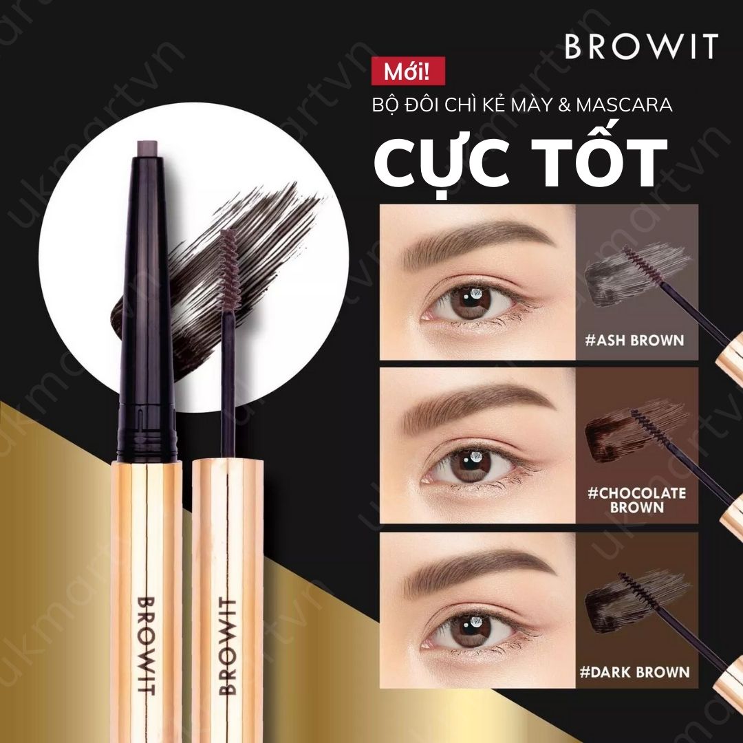 Kẻ Mày Và Mascara Mày Browit #Dark Brown 0.16g + 1.26g Ultra Fine Duo Eyebrow Pencil & Mascara