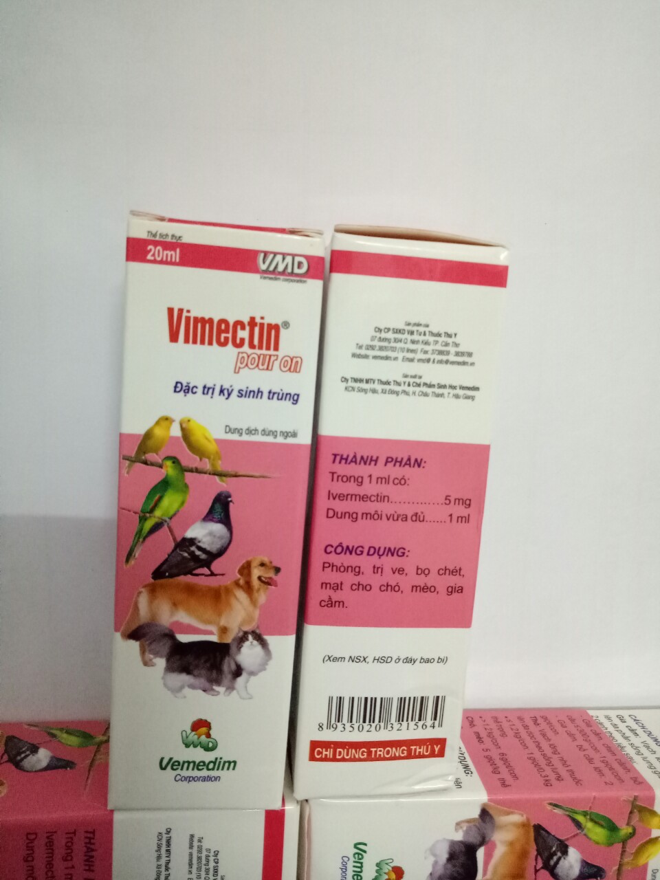 [HCM]Thuốc trị ve mạt cho chó mèo vẹt yến phụngchim Vimectin pour on (nhỏ giọt lên da)