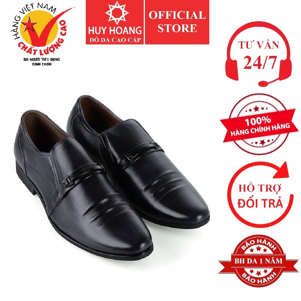 Black men's premium cowhide shoes hk7780