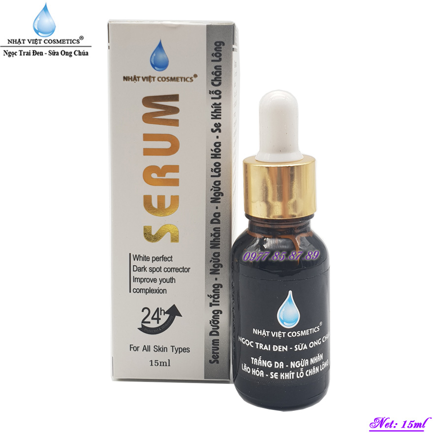 Serum ngọc trai đen sữa ong chúa trắng da Ngừa nhăn Lão hóa Se khít lỗ chân lông Mỹ phẩm Ngọc Trai Đen Sữa Ong Chúa (15ml)