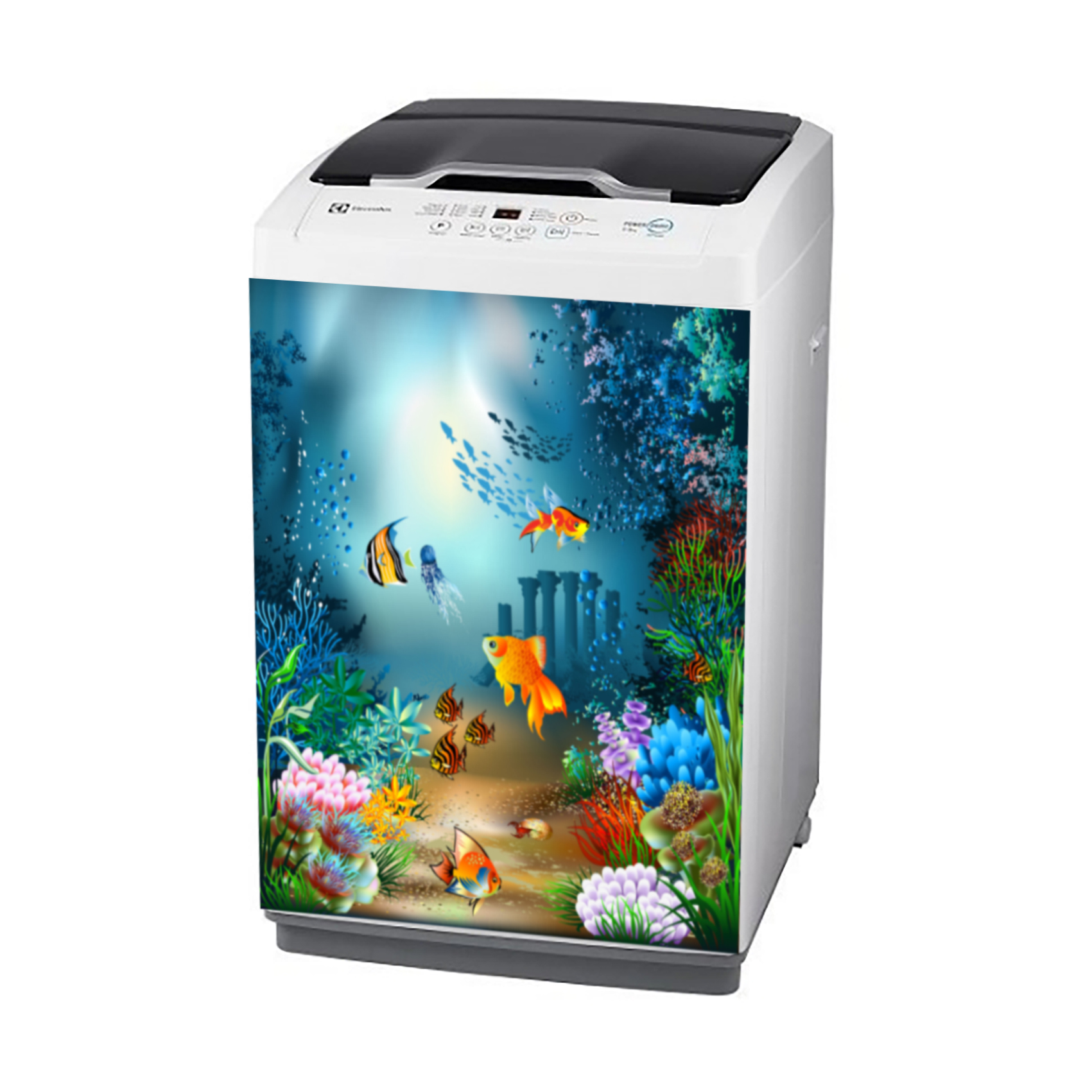 [HCM]Decal dán máy giặt mẫu đàn cá