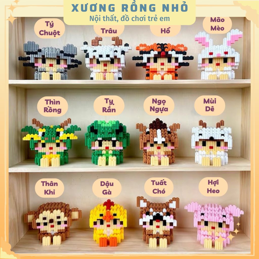 ,Mô hình lắp ráp 12 con giáp  3D mini