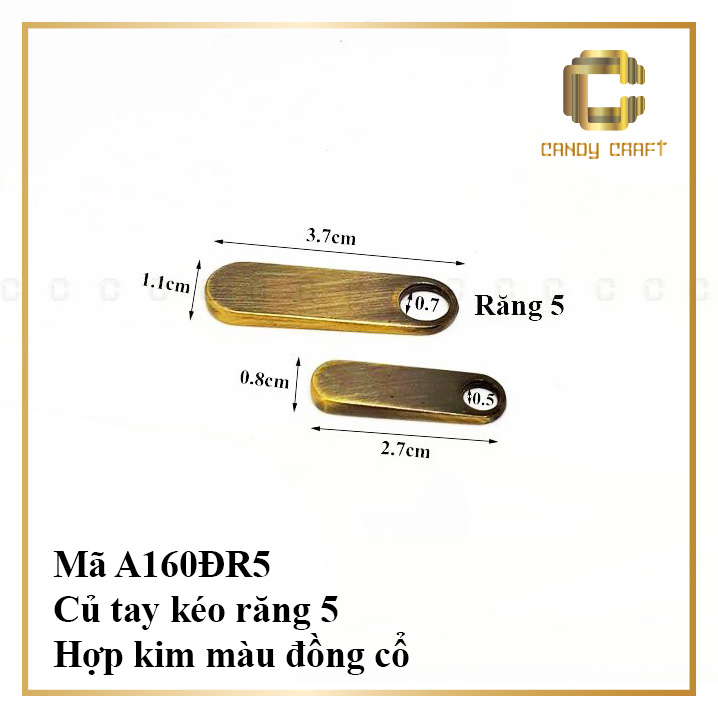 Củ tay kéo răng 5 - răng 3 - phụ kiện làm túi xách