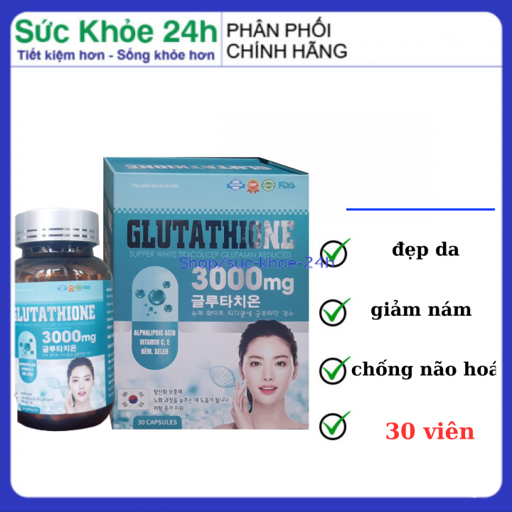 Viên uống trắng da glutathion 3000mg tăng cường nội tiết trẻ hoá