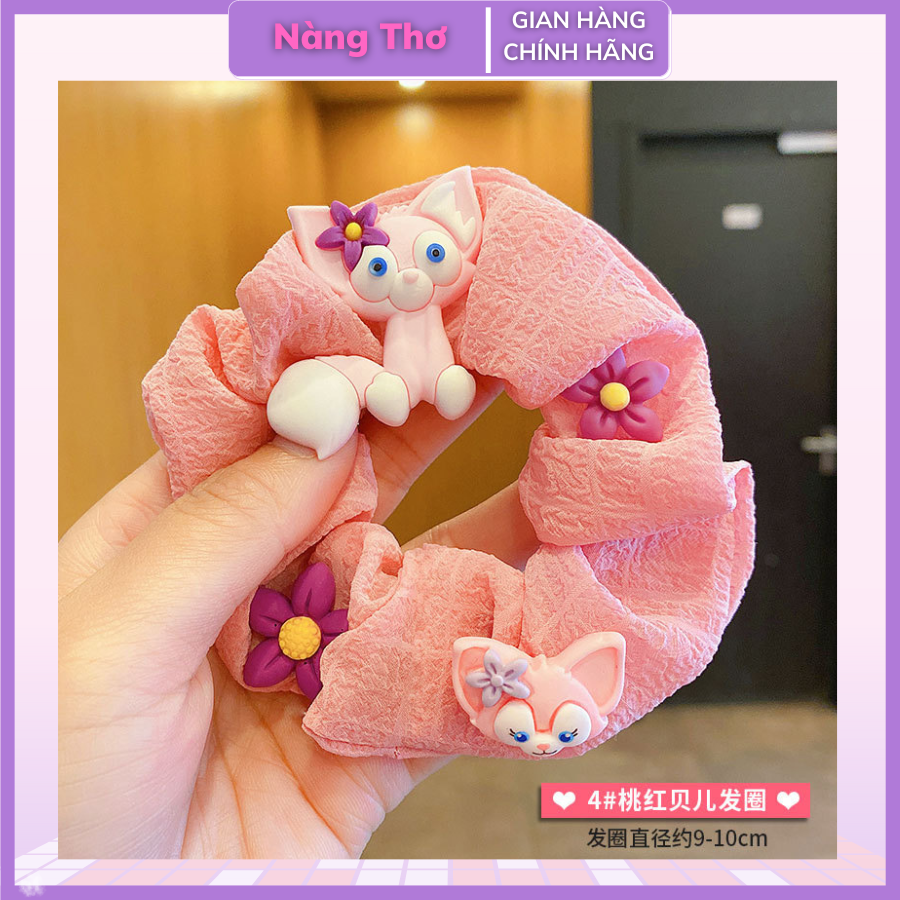 Dây cột tóc màu hồng hoạt hình siêu đáng yêu xinh xắn cho bé gái