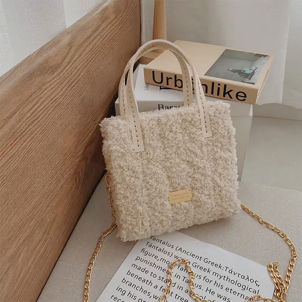 Túi Handmade Tự Làm, Túi Len Thủ Công Quai da Bằng Lenboong Xù - Phụ Kiện Đan Túi [Có video hướng dẫn]