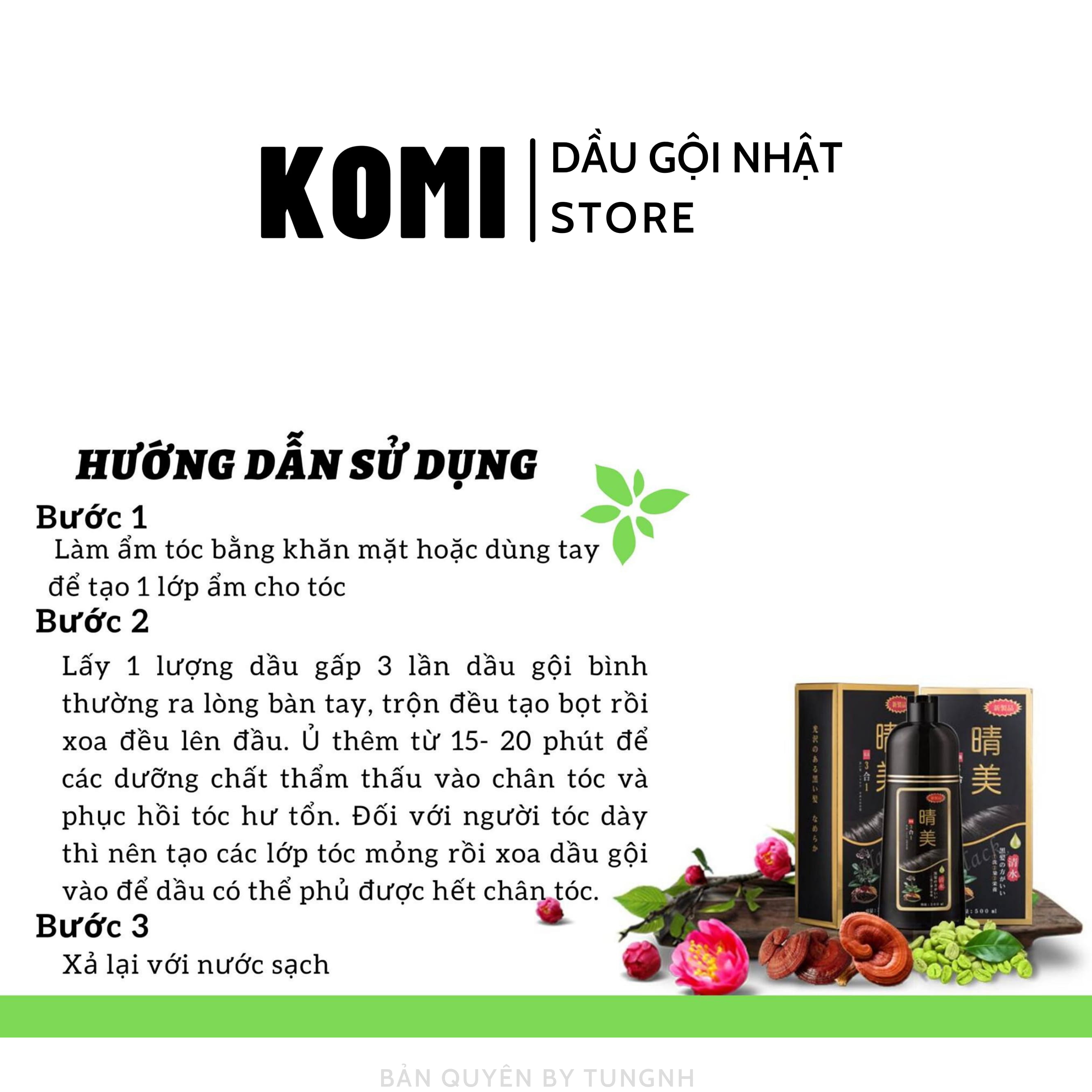[CHÍNH HÃNG] KOMI -  DẦU GỘI NHUỘM THẢO DƯỢC ĐEN TÓC - 500ML