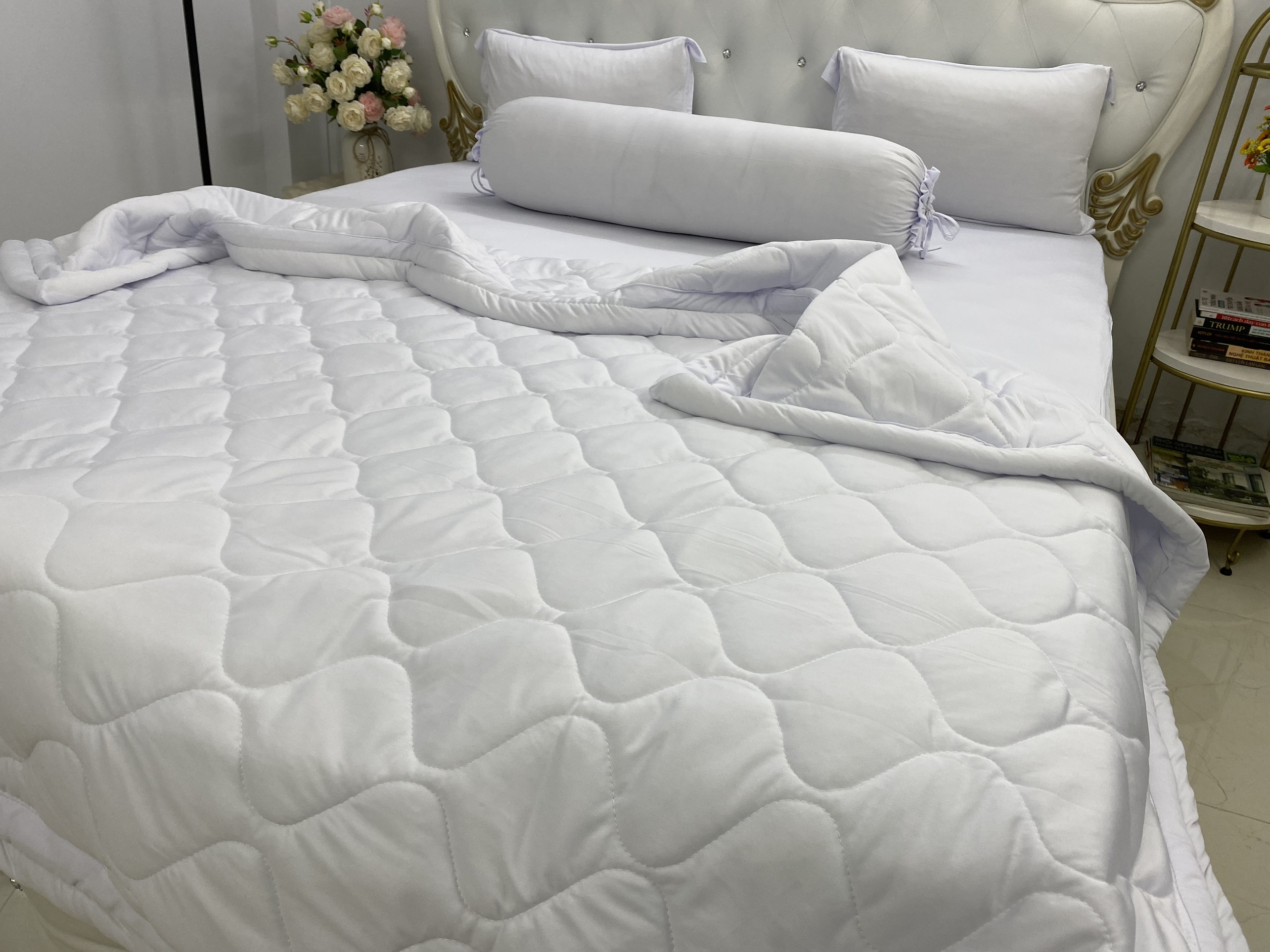 [HCM]Bộ drap thun Hàn Quốc loại 1 có mền 5 món ( 1 drap + 1 chăn chần bông + 3 áo gối) đủ size
