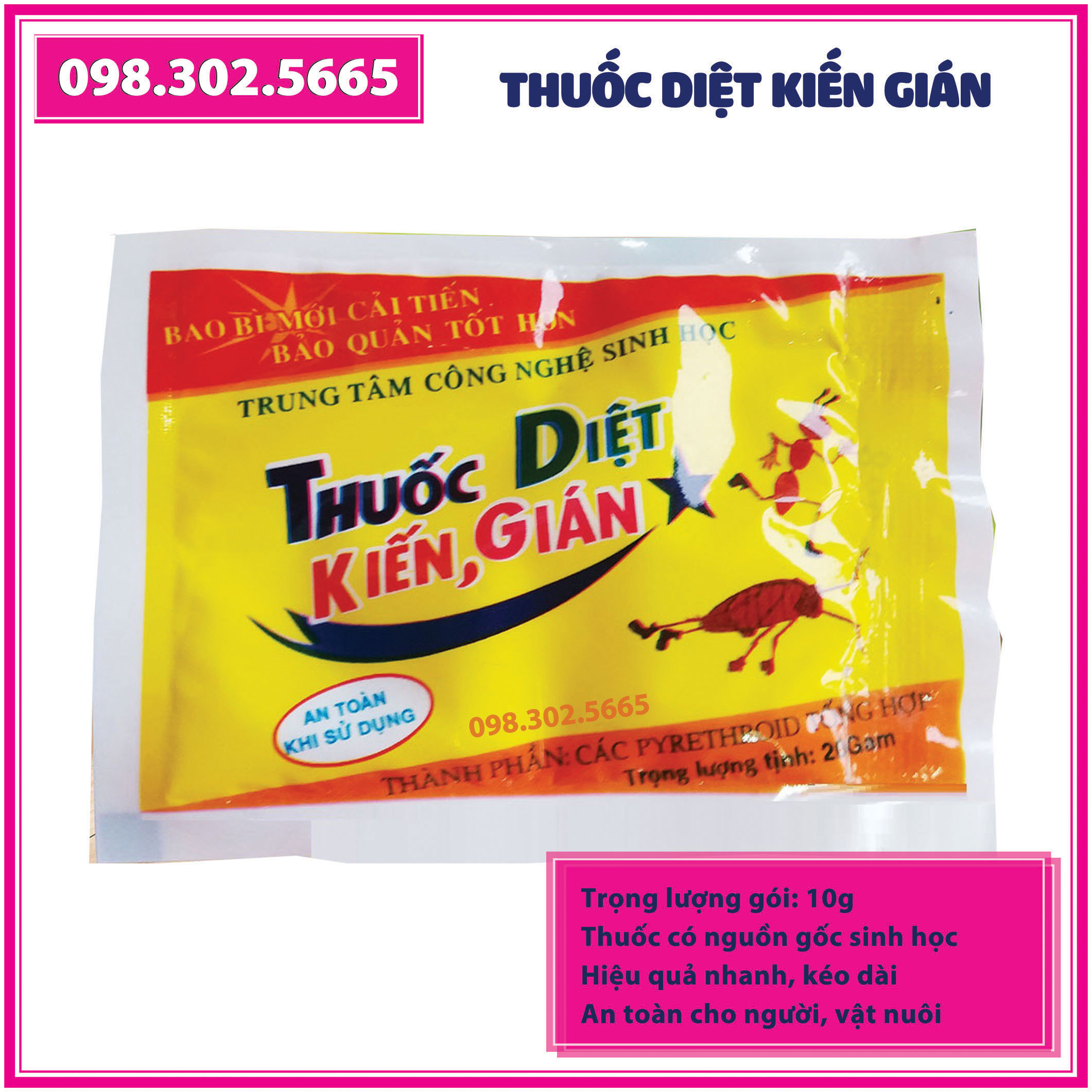 Chế phẩm sinh học diệt kiến, gián (Gói 20g) - Chuyên diệt kiến, ruồi, gián, bọ chét, rệp giường...