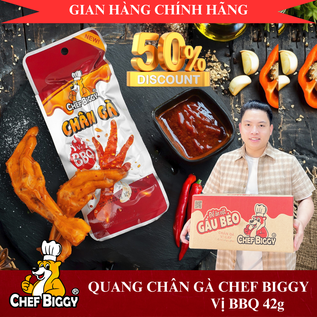 1 chiếc chân gà Vị Cay CHEF BIGGY 42g