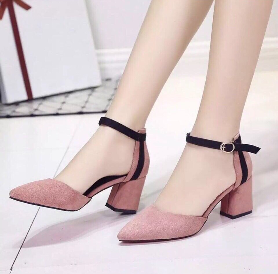 Giày cao gót 6 phân bít mũi gót sọc đơn LT (BM008)