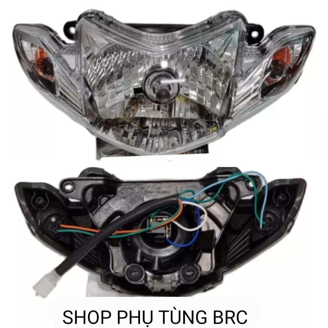 [ 1 bộ pha đèn] Bộ pha đèn xe Sirius loại I ( SP gồm: chóa, kiếng, 1 đèn pha 35W, 2 bóng đèn xi nhan, 1 bộ dây điện, đế đuôi đèn. Đèn sihello không lắp được)