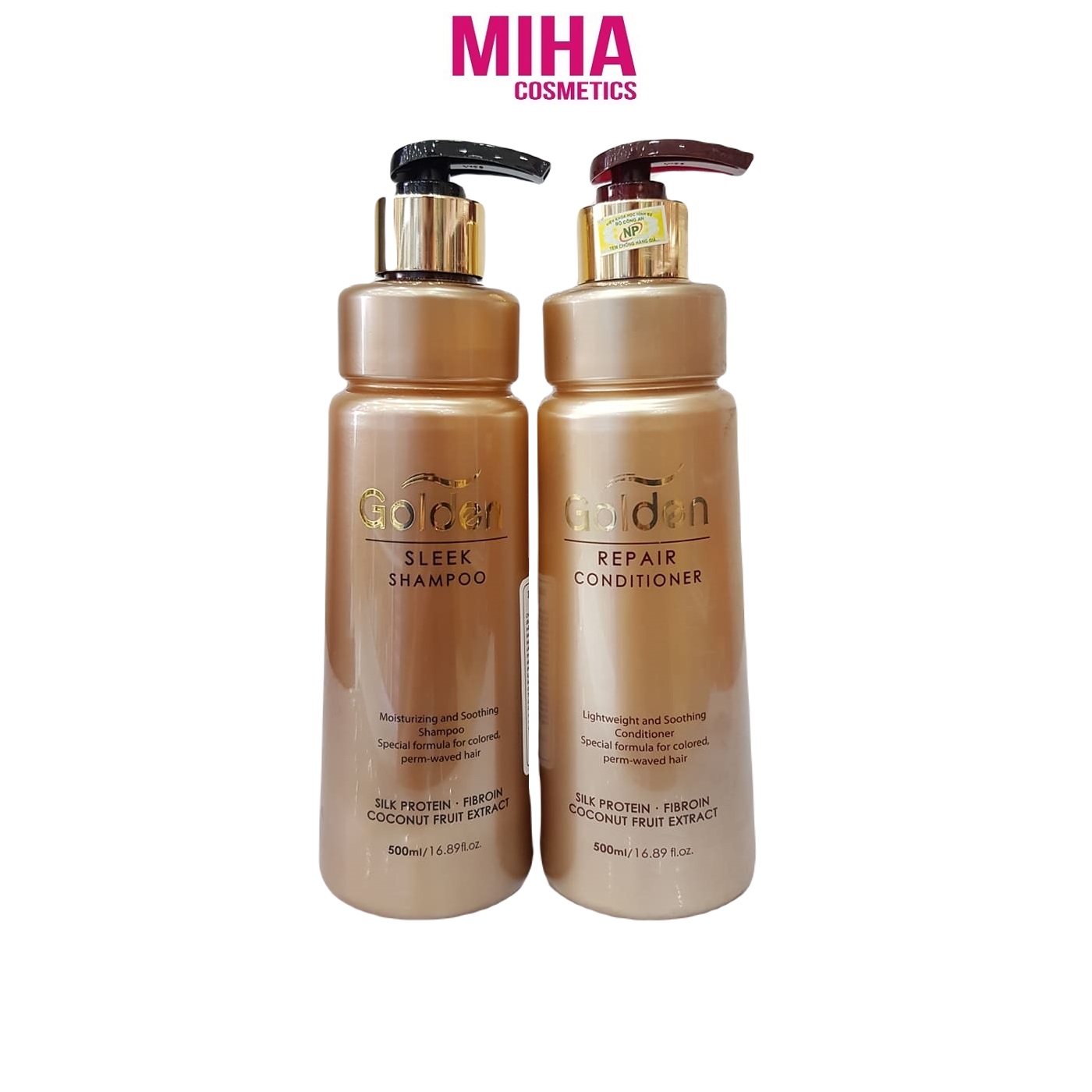 Combo 2 Chai Dầu Gội Và Dầu Xả GOLDEN SLEEK Phục Hồi Bóng Mượt Tóc 500ml Hàn Quốc