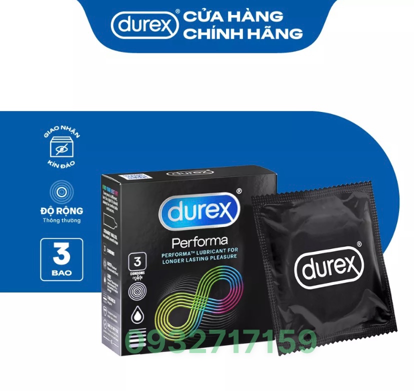 BCS Durex Performa siêu mỏng kéo dài thời gian hộp 3 chiếc