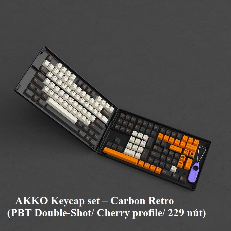Bộ keycap AKKO Carbon Retro (PBT Double-Shot/ Cherry profile/ 229 nút)