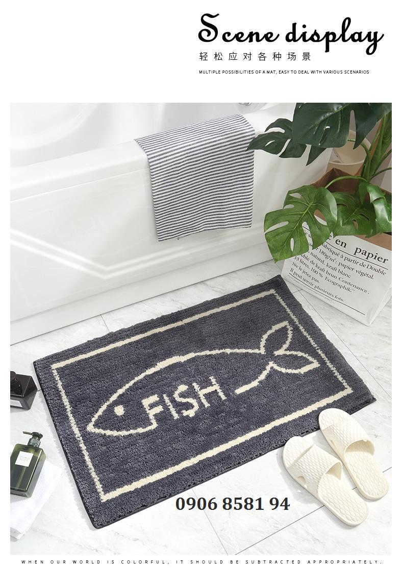 [HCM]THẢM CHÙI CHÂN HÌNH CÁ - THẢM LEN MỀM MỊN -SIZE 40*60 CM