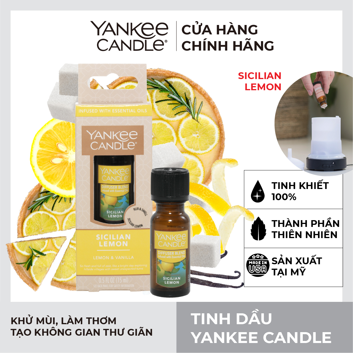 Tinh dầu Yankee Candle - Sicilian Lemon (15ml)