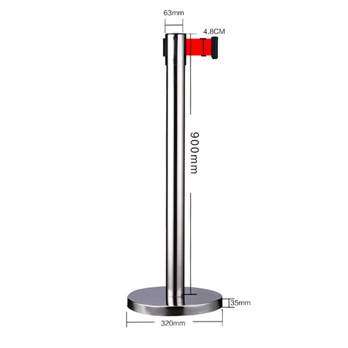 Rào chắn phân cách cột inox màu đỏ loại 2m