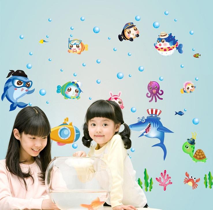 Decal dán tường Cá biển sắc màu- T20-kiddecals