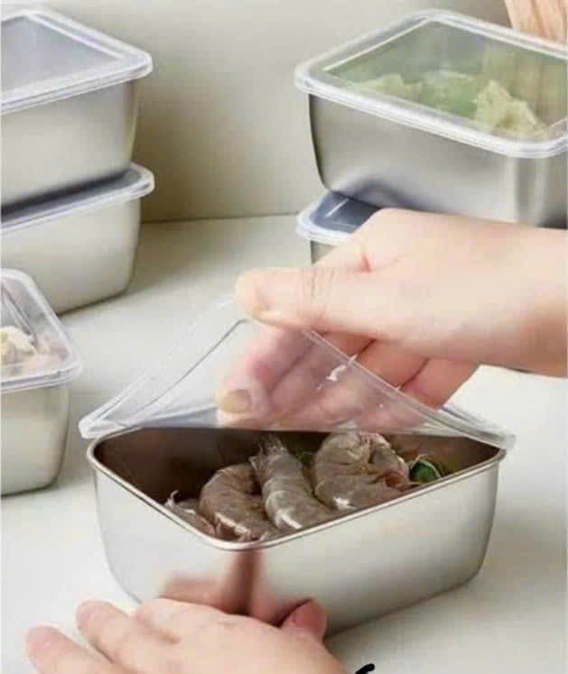 Hộp Đựng Thực Phẩm Tủ Lạnh Inox 304 Có Nắp13.5*10.5*5.8cm - Hộp đựng thực phẩm có nắp inox 304