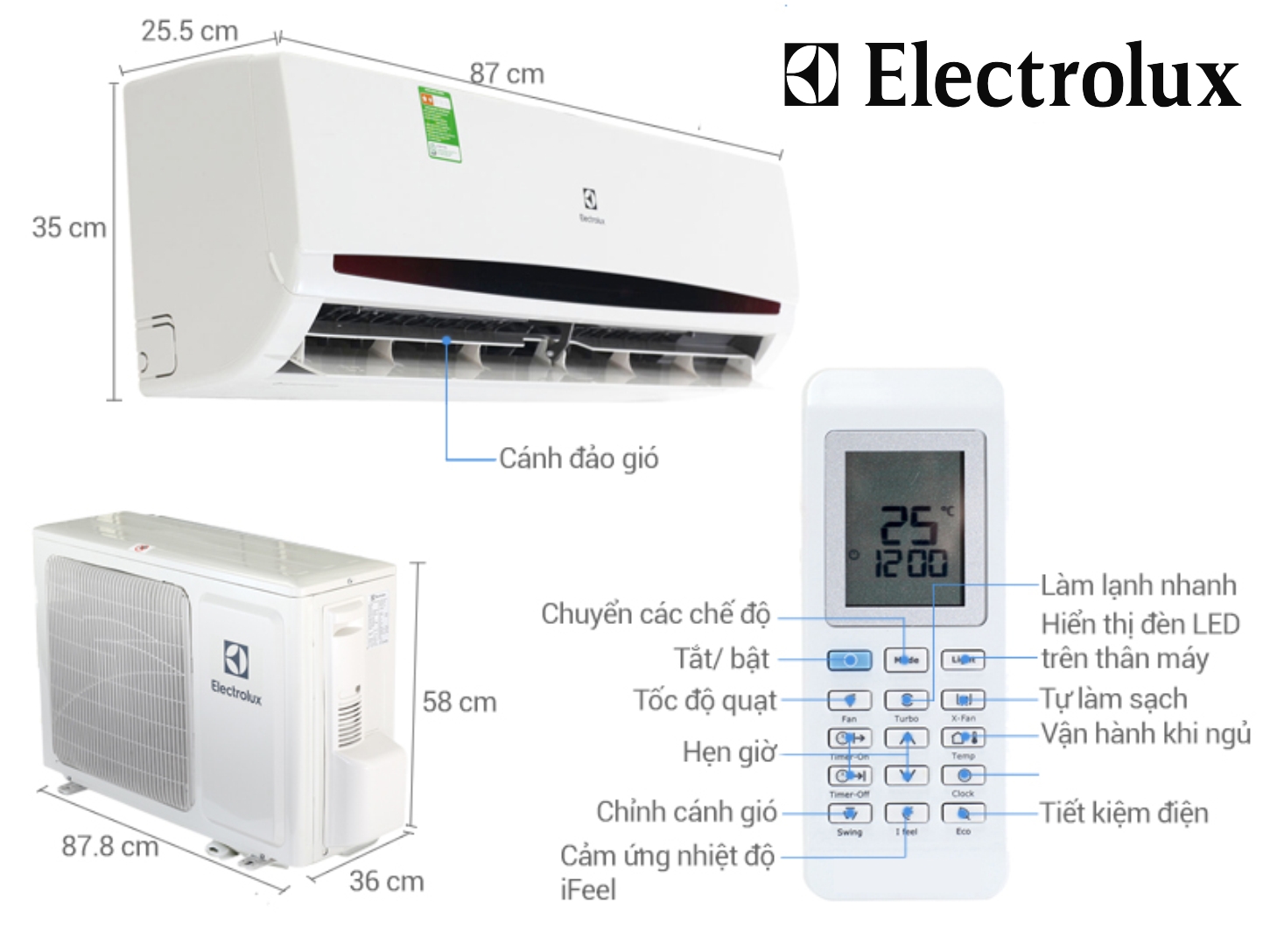Remote máy lạnh ELECTROLUX loại mới