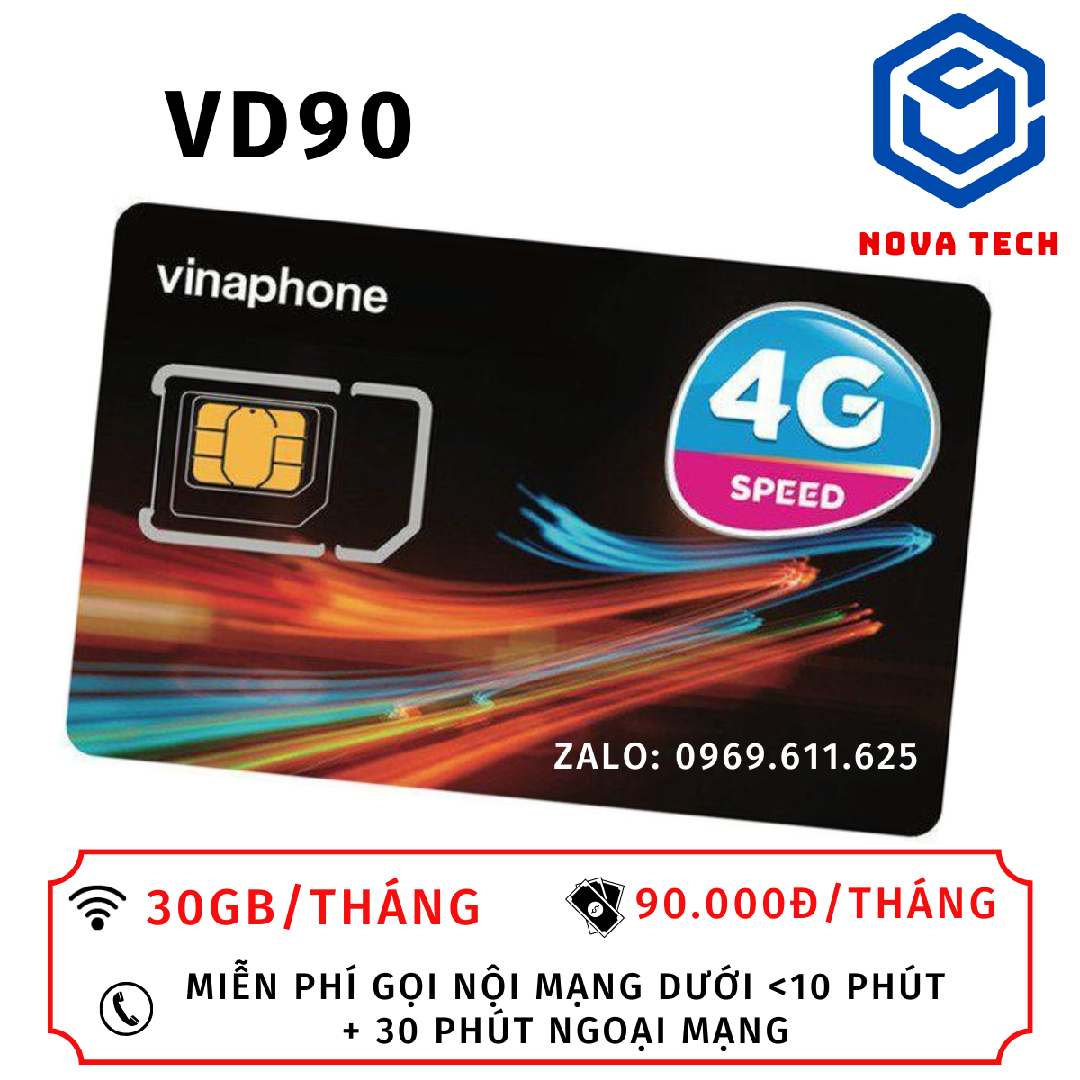 Sim nghe gọi vinaphone gói vd90 ưu đãi 1gb/ ngày + miễn phí gọi nội , ngoại mạng - phí chỉ 90k/ tháng, lỗi 1 đổi 1 . freeship - chưa kích hoạt.
